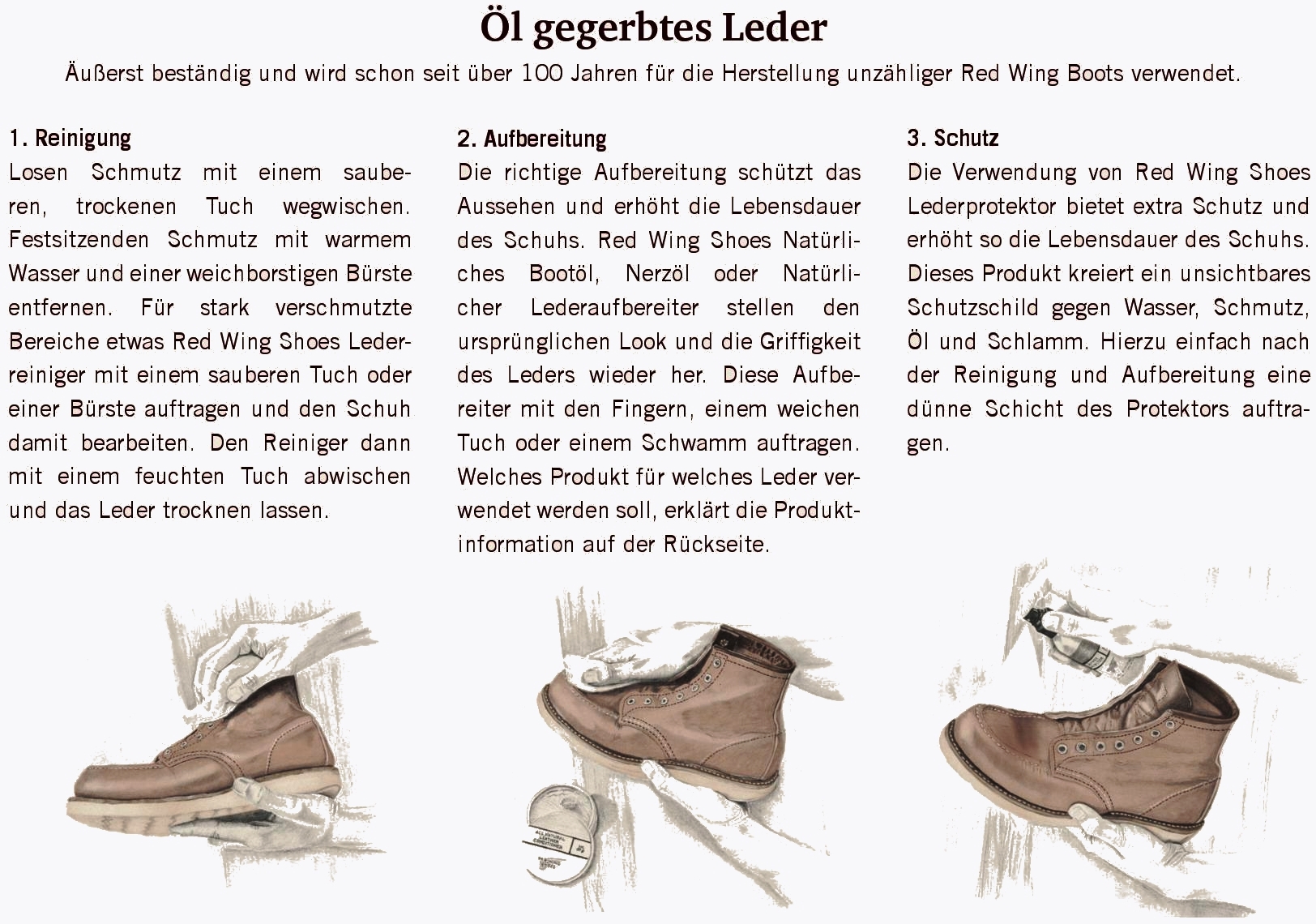 Red Wing Lederpflege für Oil-Tanned (Öl gegerbte) Lederstiefel.